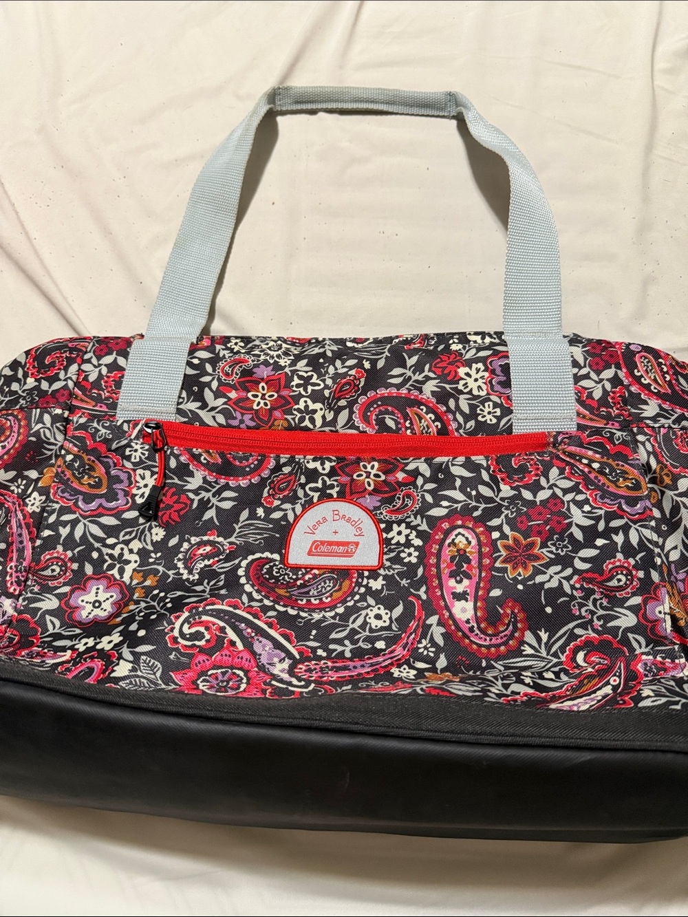 Vera Bradley Black Paisley Tote with Red and Light Blue Accents